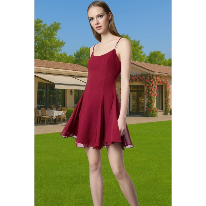 Astarlı Şık Mini Abiye Elbise Polyester Elastan Dokuma Kumaş Profesyonel Görünüm Özel Tasarım