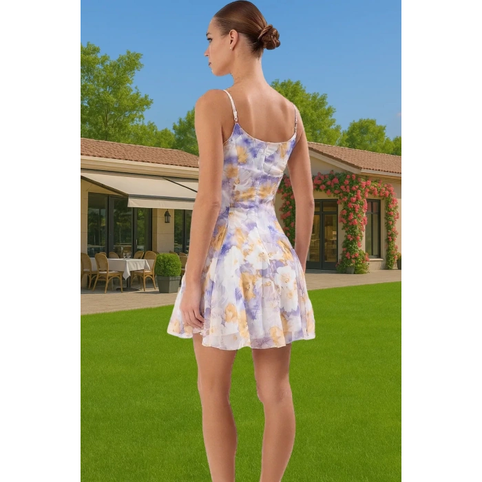 Astarlı Şık Mini Abiye Elbise Polyester Elastan Dokuma Kumaş Profesyonel Görünüm Özel Tasarım