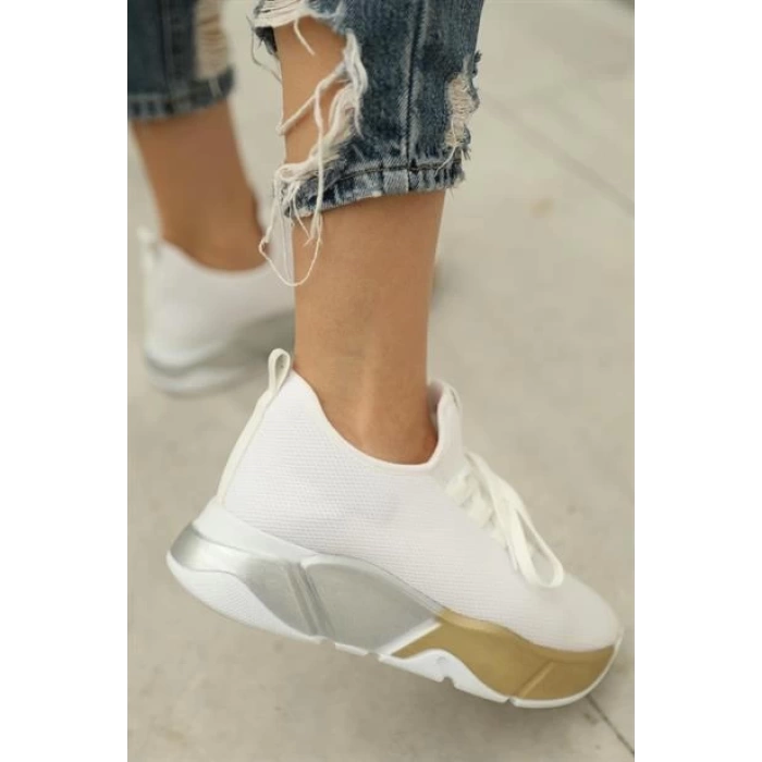 Bağcık Detaylı Fileli Sneaker Ve Günlük Spor Ayakkabı Siyah-Gri