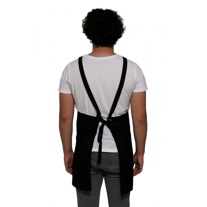 Barbanza Siyah Askılı Şef Önlüğü – Dayanıklı Kumaş, Mutfak Ve Barista Önlüğü