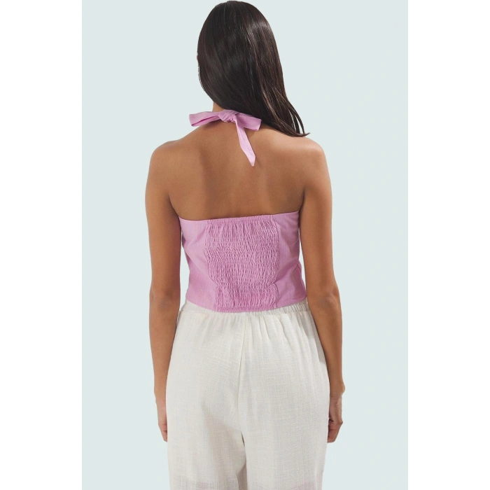 Basic Kolsuz Bluz %100 Pamuk Keten Dokuma Fitted Trend Tasarım Premium Kalite Mükemmel Uyum