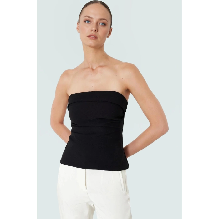 Basic Straplez Bluz %88 Polyester %12 Elastan Renk Yazlık Günlük Kullanım İçin