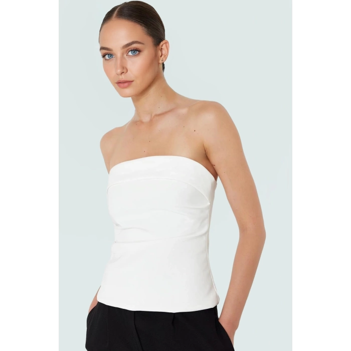 Basic Straplez Bluz %88 Polyester %12 Elastan Renk Yazlık Günlük Kullanım İçin