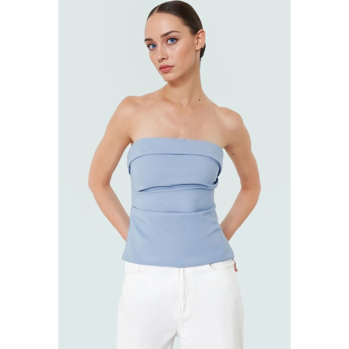 Basic Straplez Bluz %88 Polyester %12 Elastan Renk Yazlık Günlük Kullanım İçin