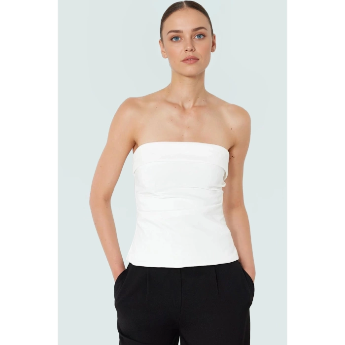 Basic Straplez Bluz %88 Polyester %12 Elastan Renk Yazlık Günlük Kullanım İçin