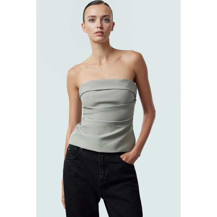 Basic Straplez Bluz %88 Polyester %12 Elastan Renk Yazlık Günlük Kullanım İçin