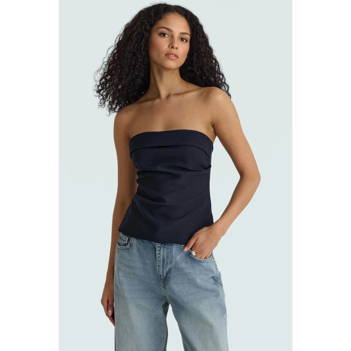 Basic Straplez Bluz %88 Polyester %12 Elastan Renk Yazlık Günlük Kullanım İçin