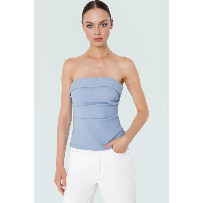 Basic Straplez Bluz %88 Polyester %12 Elastan Renk Yazlık Günlük Kullanım İçin