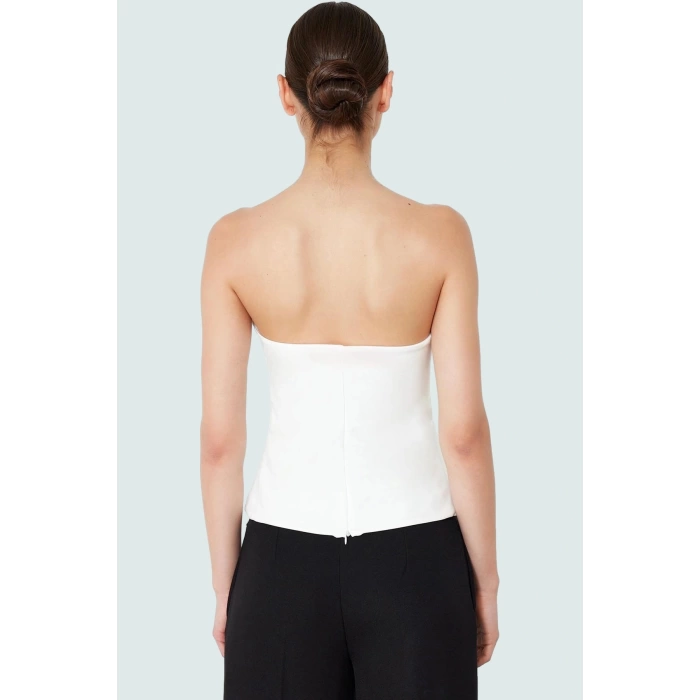 Basic Straplez Bluz %88 Polyester %12 Elastan Renk Yazlık Günlük Kullanım İçin
