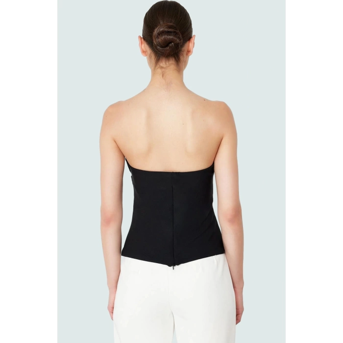 Basic Straplez Bluz %88 Polyester %12 Elastan Renk Yazlık Günlük Kullanım İçin