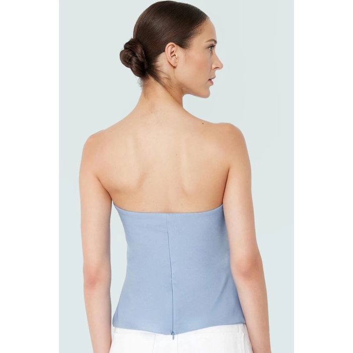 Basic Straplez Bluz %88 Polyester %12 Elastan Renk Yazlık Günlük Kullanım İçin