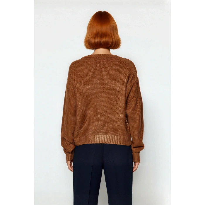 Bayan Basic Siluet Düşük Kol Rahat Kalıp Akrilik Triko Kazak Kış Günleri İçin Şık Seçim Kaliteli