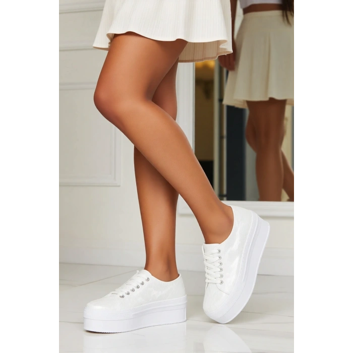 Beyaz Kadın Dolgu Topuklu Ayakkabı Kadın Topuklu Abiye Ayakkabı Şık Gece Ayakkabısı