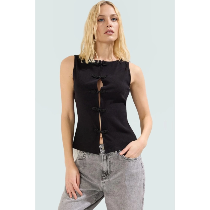 Bisiklet Yaka Fitilli Kaşkorse Bluz Pamuklu Yazlık Günlük Profesyonel Görünüm Modern Stil