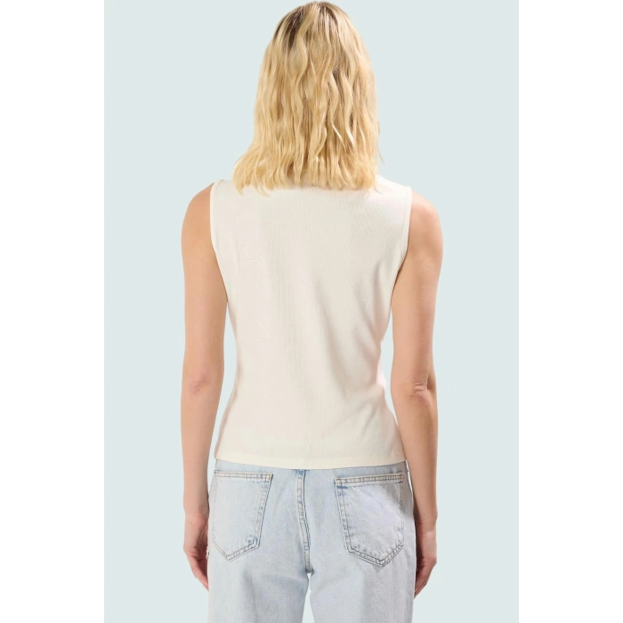 Bisiklet Yaka Fitilli Kaşkorse Bluz Pamuklu Yazlık Günlük Profesyonel Görünüm Modern Stil