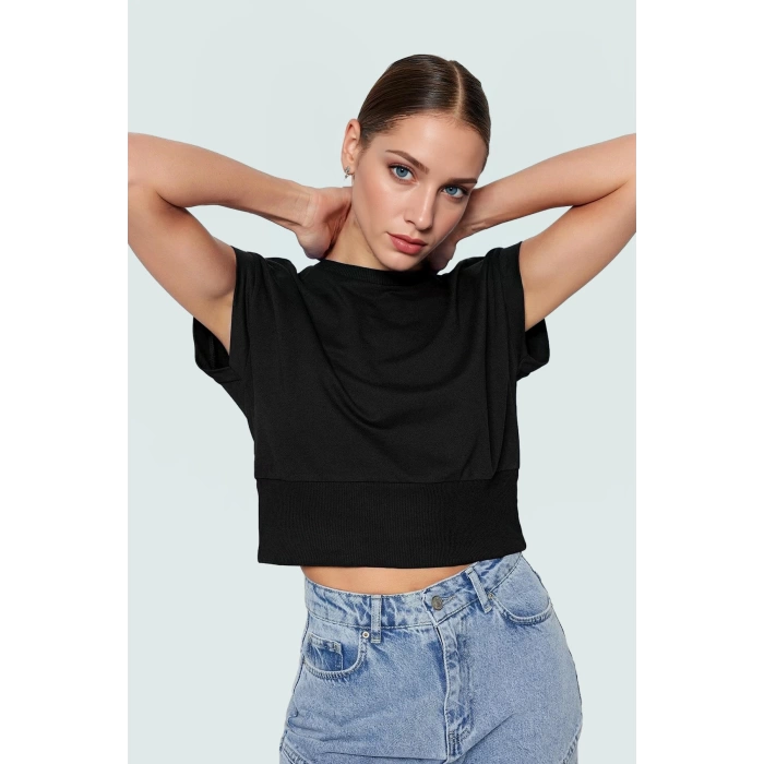 Bisiklet Yaka Kolsuz Örme Bluz Crop Fit Yazlık Günlük Zarifane Tasarım Dayanıklı Malzeme