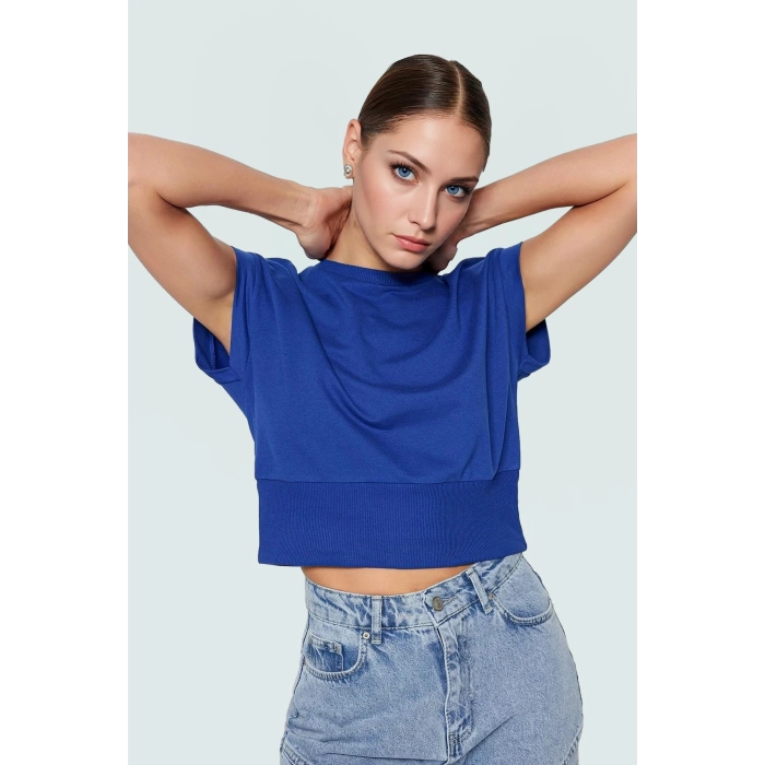 Bisiklet Yaka Kolsuz Örme Bluz Crop Fit Yazlık Günlük Zarifane Tasarım Dayanıklı Malzeme