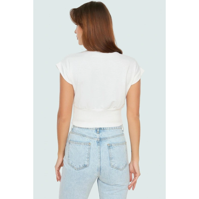 Bisiklet Yaka Kolsuz Örme Bluz Crop Fit Yazlık Günlük Zarifane Tasarım Dayanıklı Malzeme