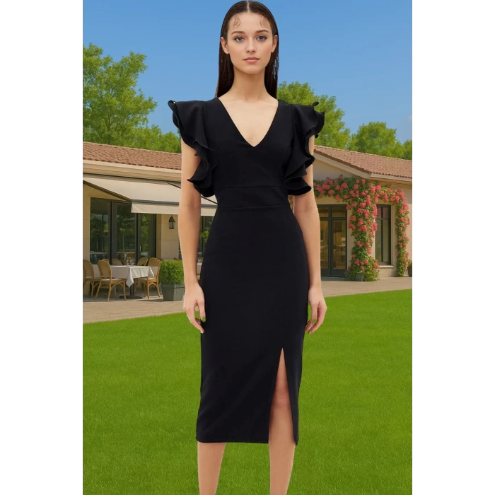 Bodycon Kalıp Kısa Kollu Polyester Abiye Elbise Profesyonel Görünüm Trend Tasarım Trend Tasarım