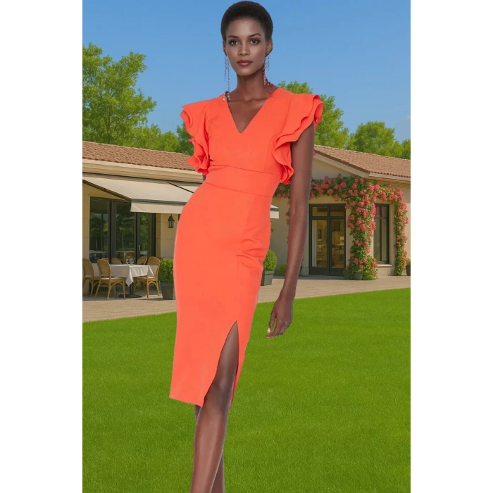 Bodycon Kalıp Kısa Kollu Polyester Abiye Elbise Profesyonel Görünüm Trend Tasarım Trend Tasarım