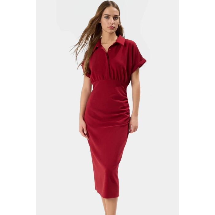Bodycon Kesim Kısa Kollu Düz Desenli Yazlık Elbise Polyester Elastan Özel Tasarım Rahat Kullanım