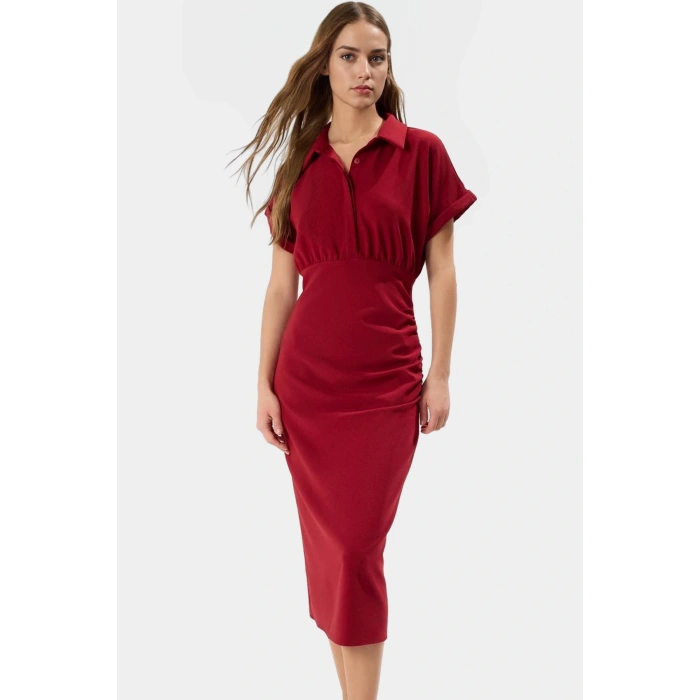 Bodycon Kesim Kısa Kollu Düz Desenli Yazlık Elbise Polyester Elastan Özel Tasarım Rahat Kullanım
