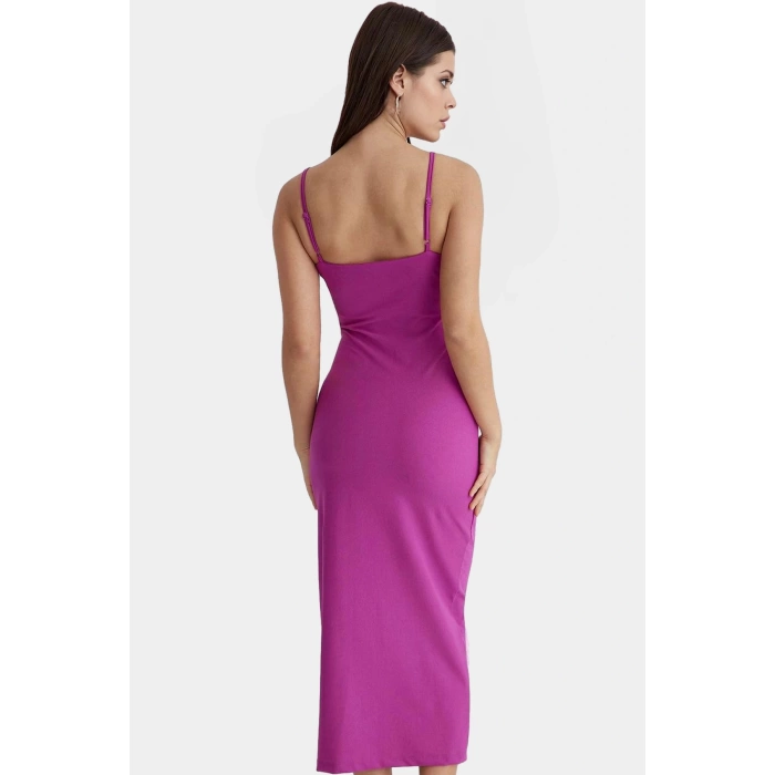 Bodycon Maxi Elbise Yazlık Örme Astarlı Yırtmaçlı Günlük Kullanım İçin Şık Görünüm