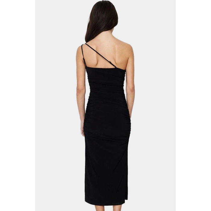 Bodycon Midi Elbise İnce Askılı Örme Kumaştan Yazlık Şık Seçkin Malzeme Yüksek Kalite