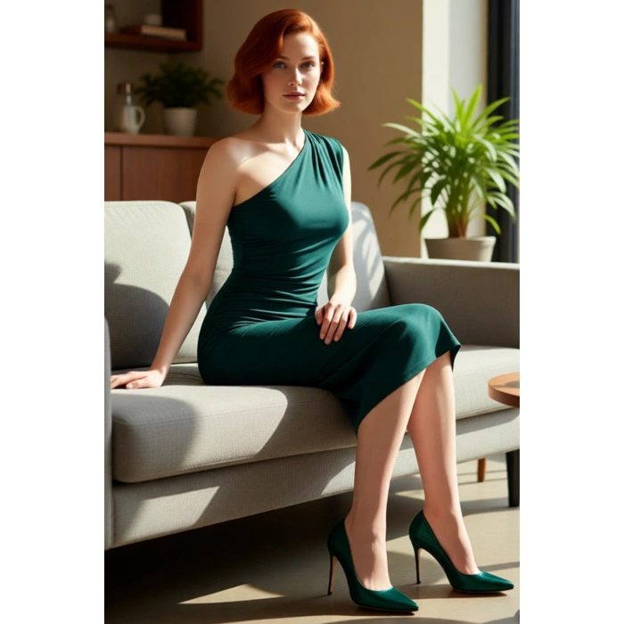 Bodycon Midi Elbise Kolsuz Tek Omuz Örme Kumaş Günlük Şık Dayanıklı Malzeme