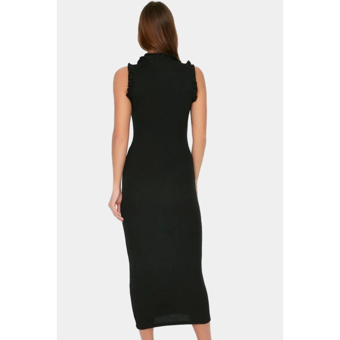 Bodycon Midi Elbise Örme Kumaş Büzgülü Kollar Nefes Alabilir Pamuk Rahat Ve Şık Modern Stil