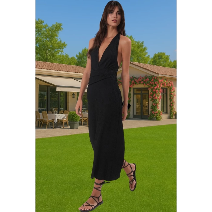 Bodycon Plaj Elbisesi Polyester Elastan Maxi Uzun Mükemmel Uyum Konforlu Kesim Özenle Seçilmiş
