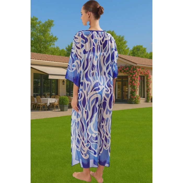 Boyundan Bağlamalı Leopar Desenli Şifon Maxi Elbise Modern Stil Yüksek Kalite Trend Tasarım