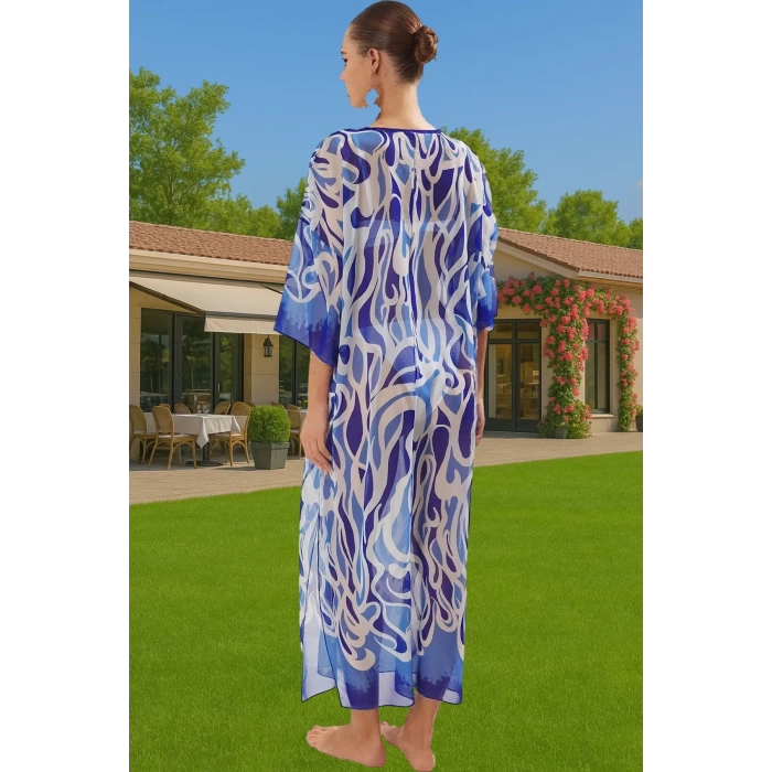 Boyundan Bağlamalı Leopar Desenli Şifon Maxi Elbise Modern Stil Yüksek Kalite Trend Tasarım