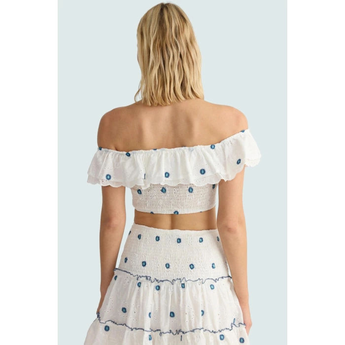 Brode Kumaş Kolsuz Fitted Crop Bluz Yazlık Günlük Stil Dayanıklı Malzeme Kullanım İçin