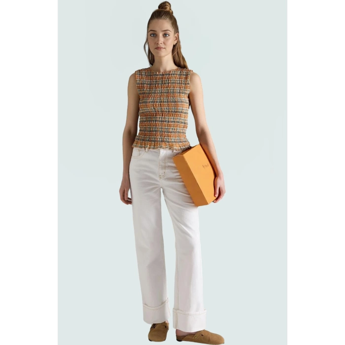 Bürümcük Örme Bluz Bisiklet Yaka Çok Polyester Yazlık Giyim Profesyonel Görünüm