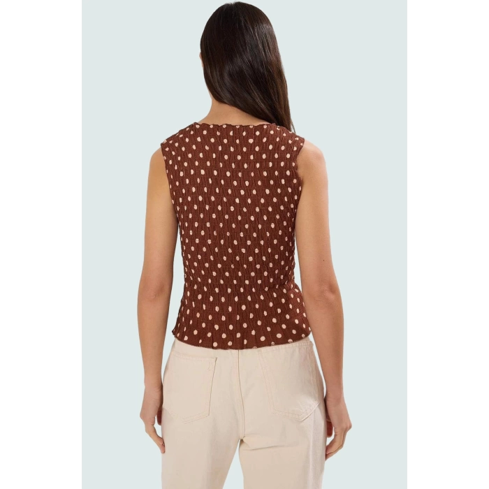 Bürümcük Örme Bluz Bisiklet Yaka Çok Polyester Yazlık Giyim Profesyonel Görünüm
