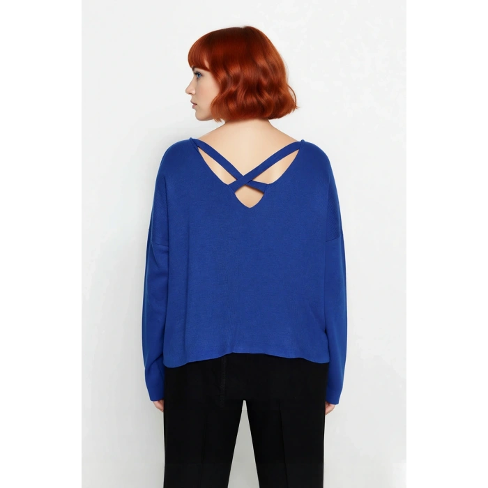 Büyük Beden Kadın Akrilik Triko Kazak Rahat Kalıp Düşük Kol Bisiklet Yaka Kış Mevsimi İçin İdeal