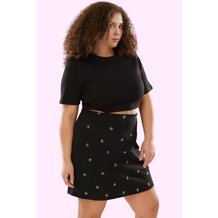 Büyük Beden Kadın Yazlık Mini Etek Polyester Finike Dokuma A line Şık Yaz Aylarının Vazgeçilmezi