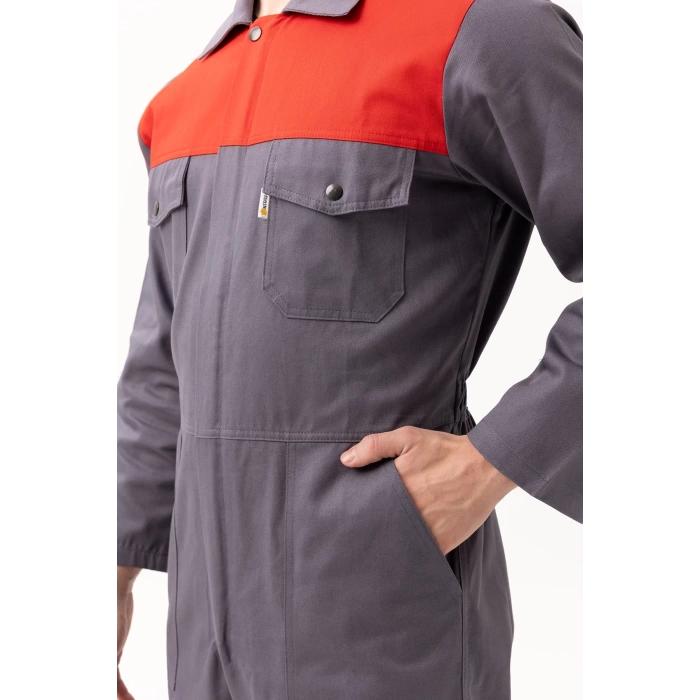 Pamuklu Gabardin Tulum LacivertKırmızı İş Güvenliği Carica Yazlık