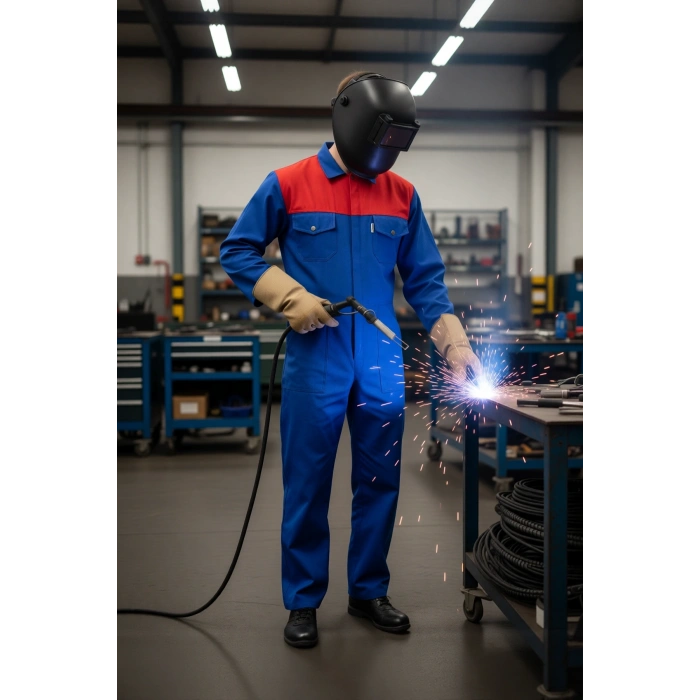 Carica Yazlık Saxmavi Kırmızı İş Tulum Outdoor Rahat İş Tipi Tulum