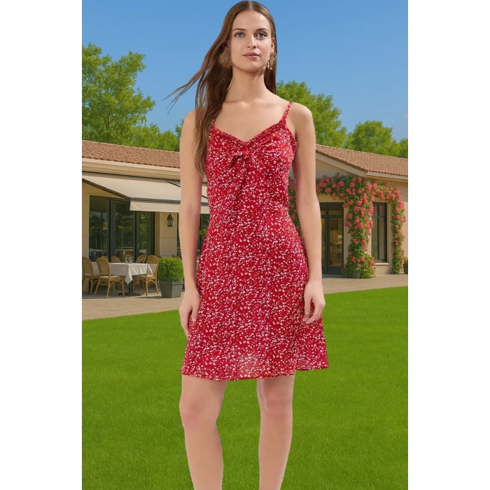 Çiçek Desenli A Kesim Mini Elbise Viskoz Yazlık Günlük Elbise Rahat Kullanım Modern Stil