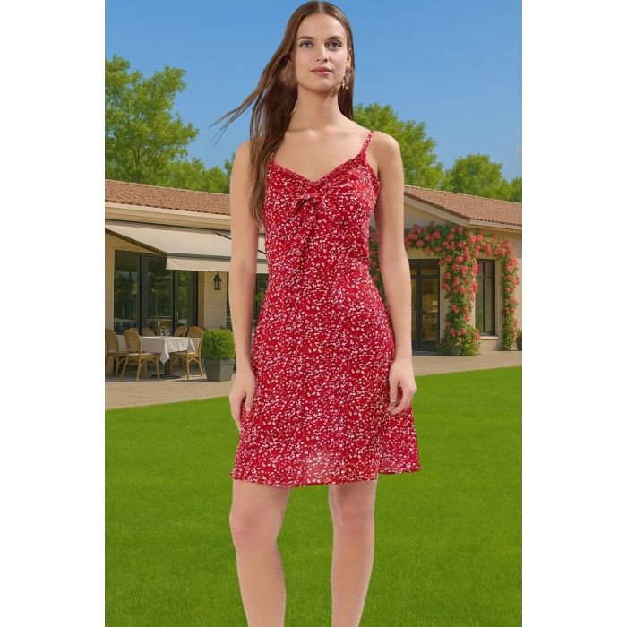 Çiçek Desenli A Kesim Mini Elbise Viskoz Yazlık Günlük Elbise Rahat Kullanım Modern Stil