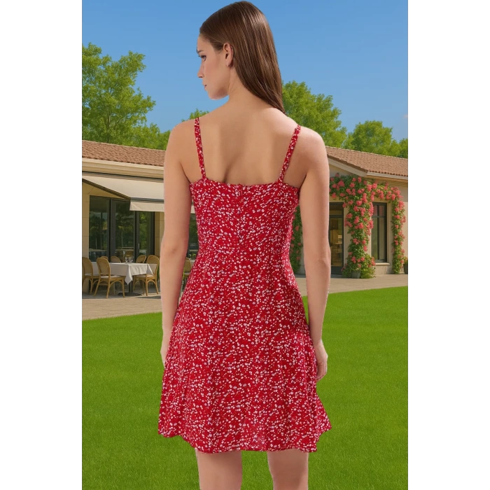 Çiçek Desenli A Kesim Mini Elbise Viskoz Yazlık Günlük Elbise Rahat Kullanım Modern Stil