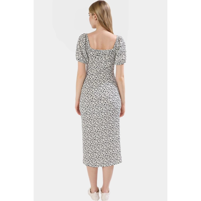Çiçek Desenli Bodycon Midi Elbise Rahat Ve Şık Günlük Stil Kullanım İçin Özenle Seçilmiş