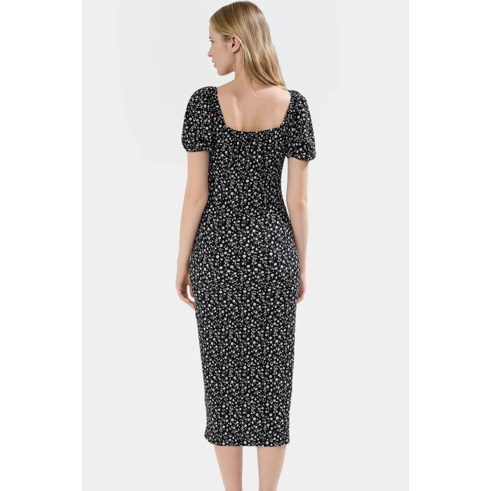 Çiçek Desenli Bodycon Midi Elbise Rahat Ve Şık Günlük Stil Kullanım İçin Özenle Seçilmiş