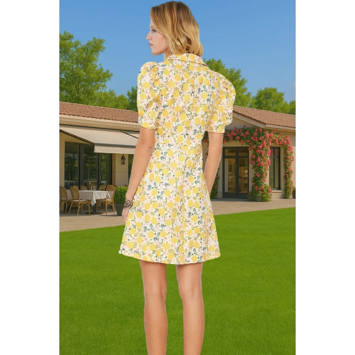 Çiçekli A Kesim Mini Elbise Polyester Karışımlı Yazlık Zarifane Tasarım Rahat Kullanım Özel Tasarım