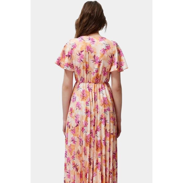 Çiçekli Desenli Midi Boy Piliseli Elbise 95% Polyester Rahat Günlük Stil Yüksek Kalite