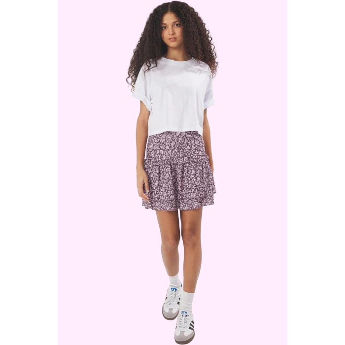 Çiçekli Kadın Mini Etek Polyester Yazlık Casual Skater Kalıp Günlük Kullanım Modern Tasarım