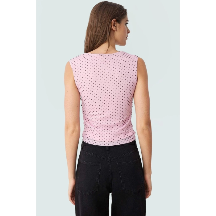 Çiçekli Örme Tül Bluz Fitted Kalıp Rahat Yazlık Trend Tasarım Zarifane