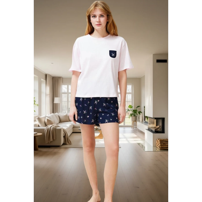 Çiçekli Viskon Örme Pijama Takımı Rahat ve Şık Yaz Uykusu Özel Tasarım Profesyonel Görünüm